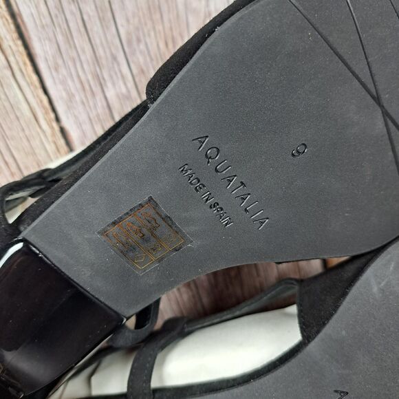 Aquatalia Arabella Suede Slingback Kitten Heels Women\'s Sz 9 M Black (NWOB)